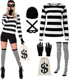 Darrahopens Occasions > Costumes > Costumes & Accessories Halloween Robbery Costume Set for Adults - Complete with Shirt, Hat & Accessories - Universal Size - For Parties & Theme Parties