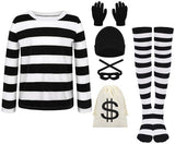 Darrahopens Occasions > Costumes > Costumes & Accessories Halloween Robbery Costume Set for Adults - Complete with Shirt, Hat & Accessories - Universal Size - For Parties & Theme Parties