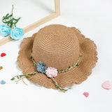 Darrahopens Occasions > Costumes > Costumes & Accessories Khaki Girls Summer Princess Straw Straw Hat and Matching Purse Set - Breathable Floral Wide Brim Sun Protection Sun Hat