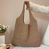 Darrahopens Occasions > Costumes > Costumes & Accessories Khaki honeycomb holes Bohemian Knit Shoulder Bag - Hand-Woven Crochet Tote for Women