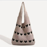 Darrahopens Occasions > Costumes > Costumes & Accessories Khaki's heart Bohemian Knit Shoulder Bag - Hand-Woven Crochet Tote for Women