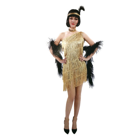 Darrahopens Occasions > Costumes > Costumes & Accessories Ladies Flapper Costume Charleston Gatsby Chicago Fancy Dress Party 1920s 20s - Gold