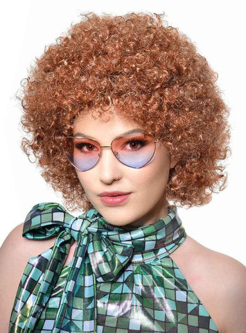 Darrahopens Occasions > Costumes > Costumes & Accessories Light Auburn Brown Unisex Adults 70s Disco Afro Costume Wig