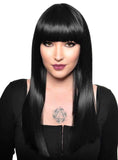 Darrahopens Occasions > Costumes > Costumes & Accessories Long Black Heat Resistant Womens Fashion Wig with Fringe