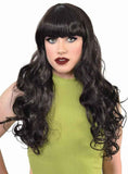 Darrahopens Occasions > Costumes > Costumes & Accessories Long Curly Nearly Black Halloween Costume Wig with Fringe