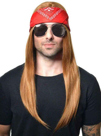 Darrahopens Occasions > Costumes > Costumes & Accessories Long Ginger Axl Rose Mens Costume Wig with Bandanna