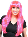 Darrahopens Occasions > Costumes > Costumes & Accessories Long Hot Pink Womens Costume Wig with Fringe