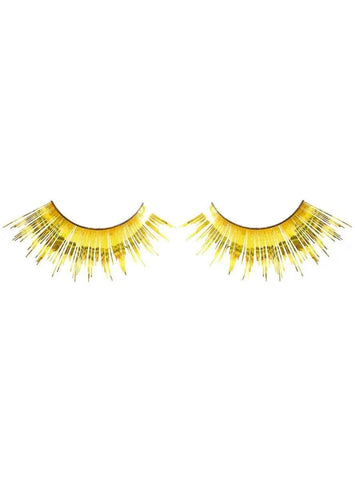 Darrahopens Occasions > Costumes > Costumes & Accessories Long Metallic Gold Tinsel False Eyelashes