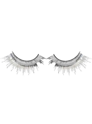 Darrahopens Occasions > Costumes > Costumes & Accessories Long Metallic Silver Tinsel False Eyelashes