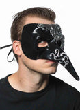 Darrahopens Occasions > Costumes > Costumes & Accessories Long Nose Black and Silver Venetian Masquerade Mask