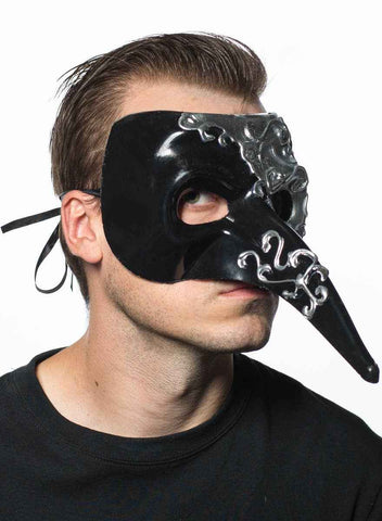 Darrahopens Occasions > Costumes > Costumes & Accessories Long Nose Black and Silver Venetian Masquerade Mask