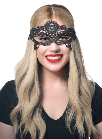 Darrahopens Occasions > Costumes > Costumes & Accessories Luxe Black Lace Tie On Womens Masquerade Mask