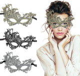 Darrahopens Occasions > Costumes > Costumes & Accessories Masquerade Mask - Venetian Mask for Women, Beautiful Elegant Lace Mask for Ladies Halloween Mardi Gras Party Gold+Silver+Black