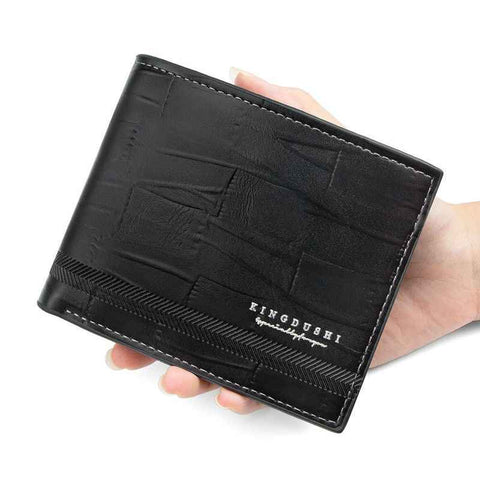Darrahopens Occasions > Costumes > Costumes & Accessories Men's Bifold Embossed PU Wallet, Multi-Card Slots, Dual-Zipper Coin Pocket with ID Window, Business Casual Short Billfold (Black)