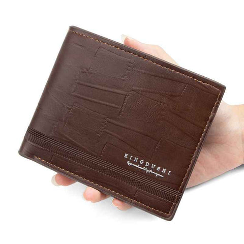 Darrahopens Occasions > Costumes > Costumes & Accessories Men's Bifold Embossed PU Wallet, Multi-Card Slots, Dual-Zipper Coin Pocket with ID Window, Business Casual Short Billfold (Brown)