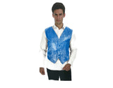 Darrahopens Occasions > Costumes > Costumes & Accessories Mens Premium SEQUIN VEST Waistcoat Dance Costume Disco Sparkle Deluxe - Light Blue