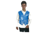 Darrahopens Occasions > Costumes > Costumes & Accessories Mens Premium SEQUIN VEST Waistcoat Dance Costume Disco Sparkle Deluxe - Light Blue