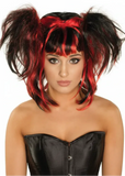 Darrahopens Occasions > Costumes > Costumes & Accessories Messy Black and Red Pigtails Womens Halloween Wig