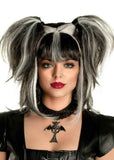 Darrahopens Occasions > Costumes > Costumes & Accessories Messy Pigtails Black and White Womens Halloween Wig