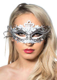 Darrahopens Occasions > Costumes > Costumes & Accessories Metal Overlay White Glitter Masquerade Mask