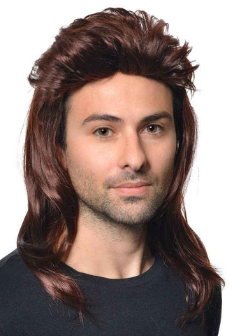 Darrahopens Occasions > Costumes > Costumes & Accessories Mid-Length Dark Brown Mens Mullet Costume Wig