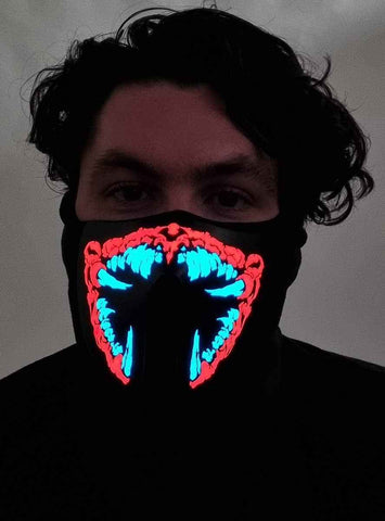 Darrahopens Occasions > Costumes > Costumes & Accessories Monster Red and White Teeth Sound Activated Light Up Mask
