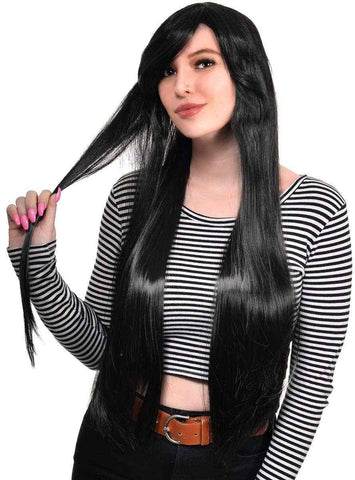 Darrahopens Occasions > Costumes > Costumes & Accessories Morticia Womens Extra Long Straight Black Costume Wig