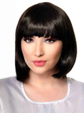 Darrahopens Occasions > Costumes > Costumes & Accessories Natural Black Womens Short Bob Costume Wig with Fringe