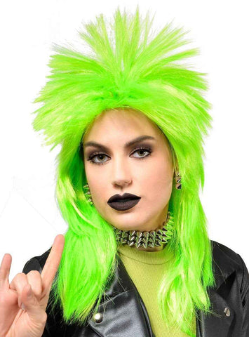Darrahopens Occasions > Costumes > Costumes & Accessories Neon Green 1980s Punk Rocker Womens Costume Wig