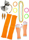 Darrahopens Occasions > Costumes > Costumes & Accessories Neon Orange 12 Piece 1980s Costume Accessory Set
