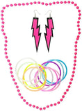 Darrahopens Occasions > Costumes > Costumes & Accessories Neon Pink 3 Piece 1980s Costume Accessory Set