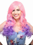 Darrahopens Occasions > Costumes > Costumes & Accessories Paige Pink and Purple Long Curly Womens Costume Wig