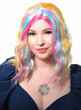 Darrahopens Occasions > Costumes > Costumes & Accessories Pastel Rainbow Wavy Mid Length Womens Costume Wig