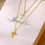Darrahopens Occasions > Costumes > Costumes & Accessories Personalised Copper Adjustable Layered Necklace Set(4PCS) - Custom A-Z Initial Letter Square + Cross Pendant & Double Cross Pendant Stacking Combo