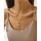 Darrahopens Occasions > Costumes > Costumes & Accessories Personalised Copper Adjustable Layered Necklace Set(4PCS) - Custom A-Z Initial Letter Square + Cross Pendant & Double Cross Pendant Stacking Combo