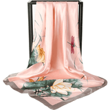 Darrahopens Occasions > Costumes > Costumes & Accessories Pink Dragonfly and Lotus Flower Painting Elegant 90x90cm Satin Silk Scarf for Women - Double-Sided Printed Square Headscarf Shawl Wrap - Lightweight Versatile Fashion Accessory for Mother's Day Gift