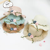 Darrahopens Occasions > Costumes > Costumes & Accessories Pink Girls Summer Princess Straw Straw Hat and Matching Purse Set - Breathable Floral Wide Brim Sun Protection Sun Hat