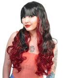Darrahopens Occasions > Costumes > Costumes & Accessories Quinn Red and Black Layered Curly Womens Costume Wig