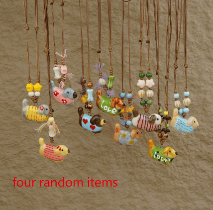 Darrahopens Occasions > Costumes > Costumes & Accessories Random 4-Piece Set: Sweet & Fresh Ceramic Dachshund Dog Necklace - Cute Trendy Individual Puppy Pendant, Playful Creative Neckwear