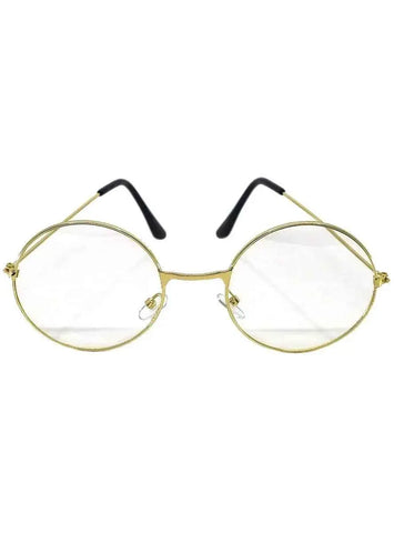 Darrahopens Occasions > Costumes > Costumes & Accessories Round Gold Frame Clear Lens Costume Glasses