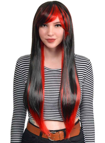 Darrahopens Occasions > Costumes > Costumes & Accessories Ruby Extra Long Straight Black and Red Womens Costume Wig