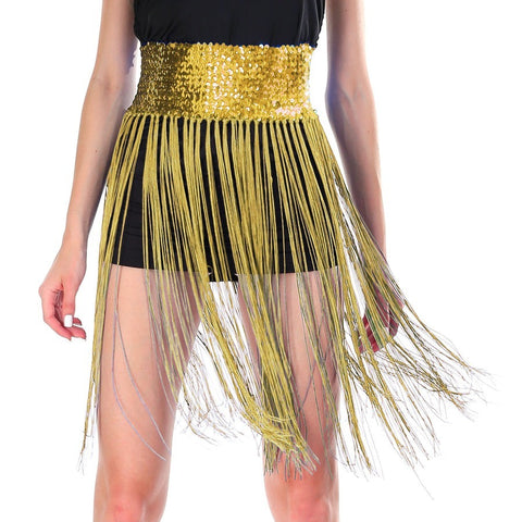 Darrahopens Occasions > Costumes > Costumes & Accessories Sequin Belt w/Fringe Skirt Belly Dance Dancer Costume Party - Gold/Yellow