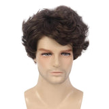 Darrahopens Occasions > Costumes > Costumes & Accessories Short Black Men's Wig with Curly and Fluffy Wigs, Natural Synthetic Wigs for Men, Daily Party Wear for Men Brown 10 Inch
