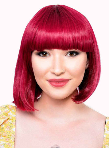 Darrahopens Occasions > Costumes > Costumes & Accessories Short Cherry Red Heat Resistant Bob Fashion Wig with Fringe