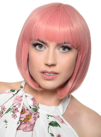 Darrahopens Occasions > Costumes > Costumes & Accessories Short Dusty Pink Heat Resistant Bob Fashion Wig with Fringe
