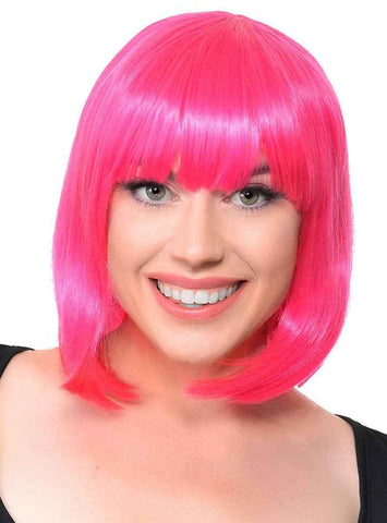 Darrahopens Occasions > Costumes > Costumes & Accessories Short Hot Pink Bob Womens Costume Wig with Fringe