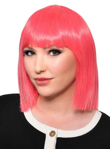 Darrahopens Occasions > Costumes > Costumes & Accessories Short Strawberry Pink Heat Resistant Bob Fashion Wig with Fringe
