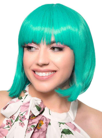 Darrahopens Occasions > Costumes > Costumes & Accessories Short Teal Green Heat Resistant Bob Fashion Wig with Fringe