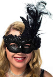 Darrahopens Occasions > Costumes > Costumes & Accessories Side Feather Black Lace and Glitter Masquerade Mask