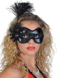 Darrahopens Occasions > Costumes > Costumes & Accessories Side Feather Black Vinyl Masquerade Mask